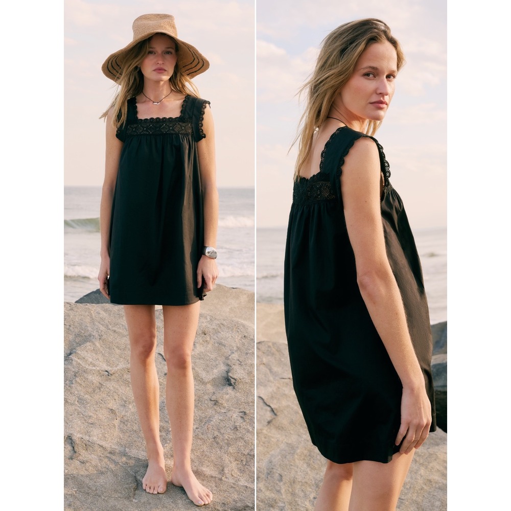 NWT Sorella Tammy Cotton Crochet Lace Mini Dress in Black - Size XL